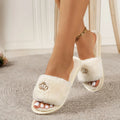 Winter New Soft Soled Comfortable Casual Women Shoes 2026 Luxury Rhinestone Crown Decor Plush Warm Cotton Slippers for Women