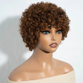 Lekker Black Short Pixie Cut Curly Bob 100% Human Hair Wigs For Women Brazilian Remy Hair Full Machine Made Glueless Daily Wigs
