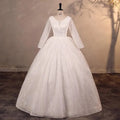 Wedding Dress Shiny Classic Boat Neck Bridal Party Gown - View 7 | SAMAG