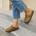 Litfun Women's Vegan Leather Clogs Comfortable Cork Footbed Mules Men Fashion Slip On Potato Shoes with Arch Support Beach Shoes