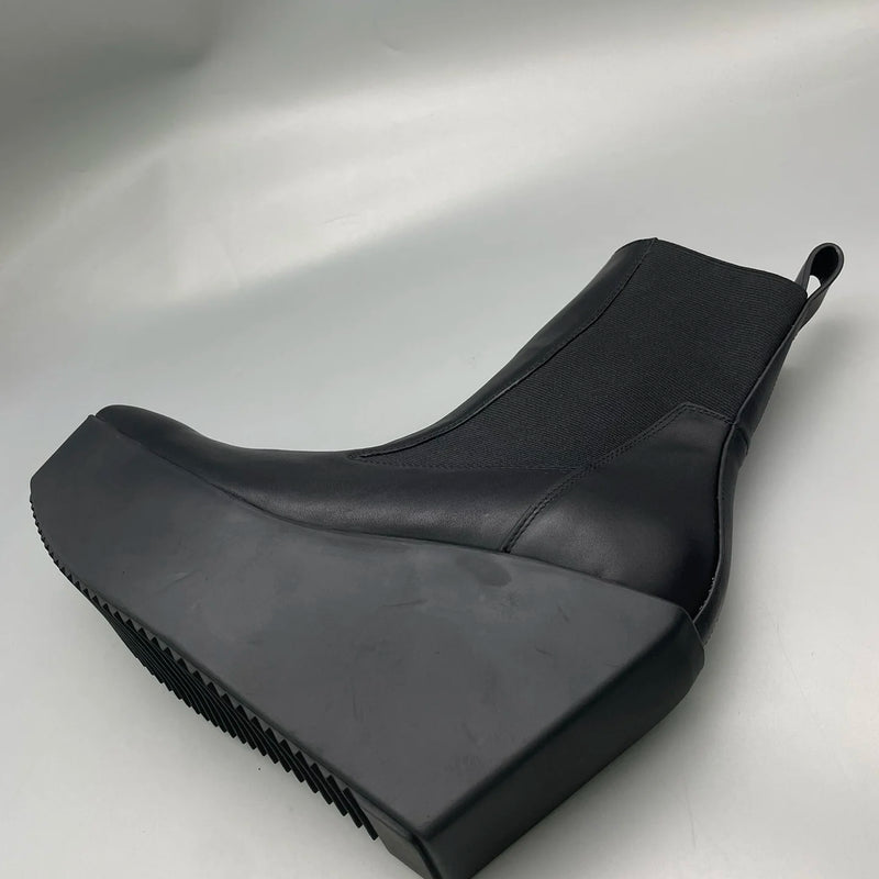 Men's Chelsea Boots Platform High Heels Man Gothic Sneakers Leather Kiss Boots Vintage Trendy Designer Shoes