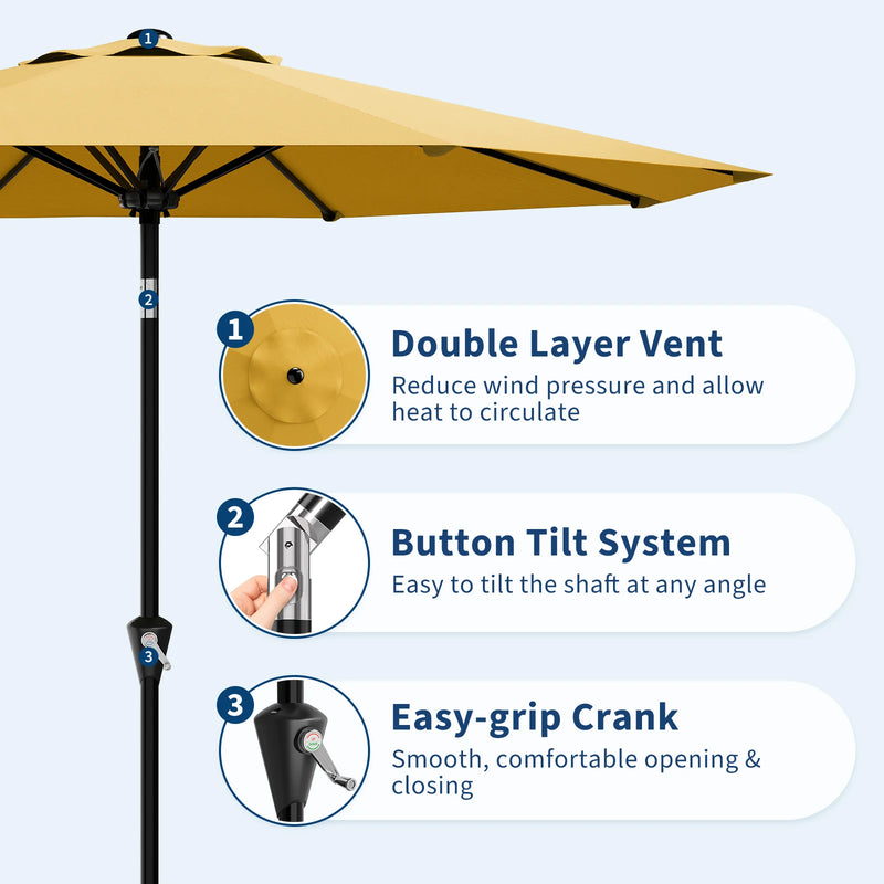 9FT Patio Market Umbrella, UPF 50+ UV Protection Outdoor | SAMAG
