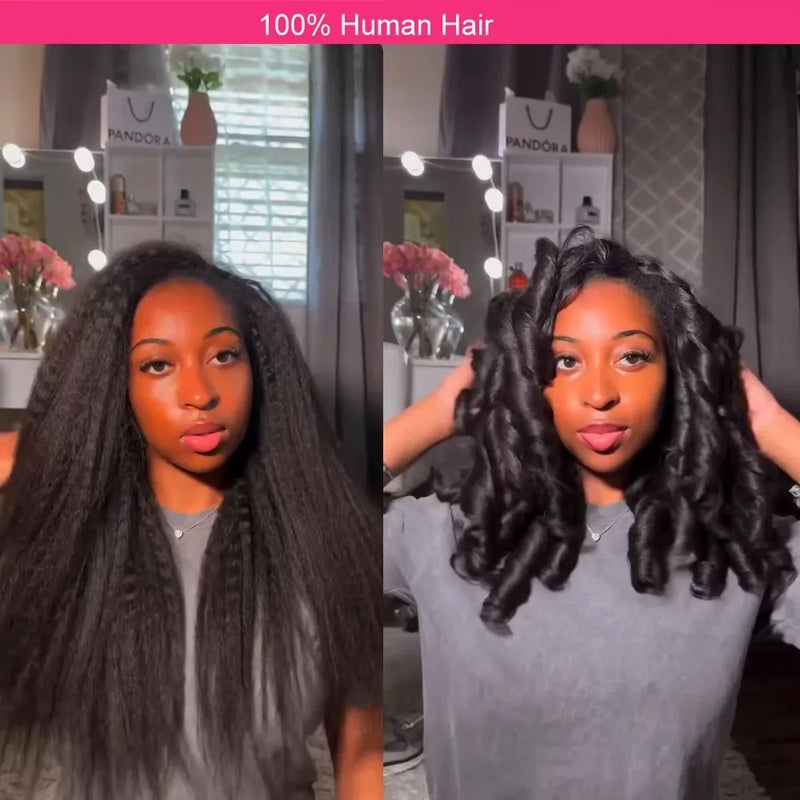 Frizira 300g Kinky Straight Feather Crochet 100% Human Hair Extension Pre Separated Knotless Crochet Hair Bundles For Reusable Boho Braids