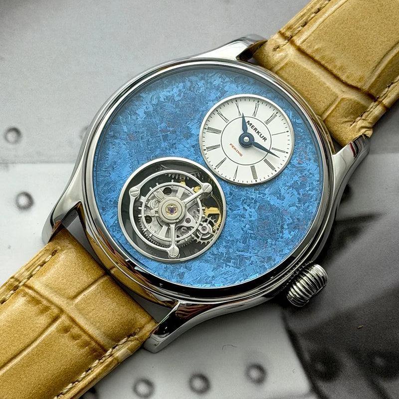 Merkur 100% Tourbillon Watch Men's Sapphire Watch For Men Luxury Mechanical Wristwatches Waterproof Relogio Masculino 42mm