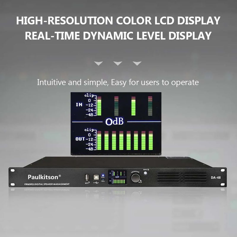 Paulkitson DA48 Professional Digital Audio Processor 4In 8Out DSP Audiophile Effect Equipment With FIR Speaker Management System