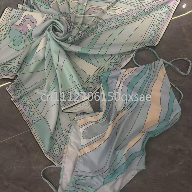 Women's Scarf Swimsuits with Letter Signature Logo Lady | SAMAG