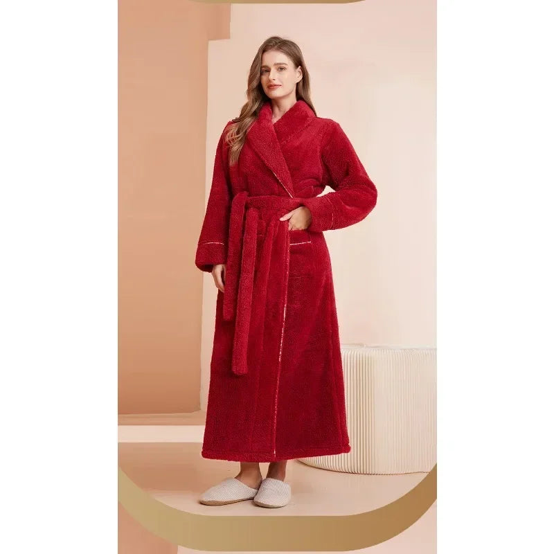 Fashionable double-sided thick plush nightgown women | SAMAG