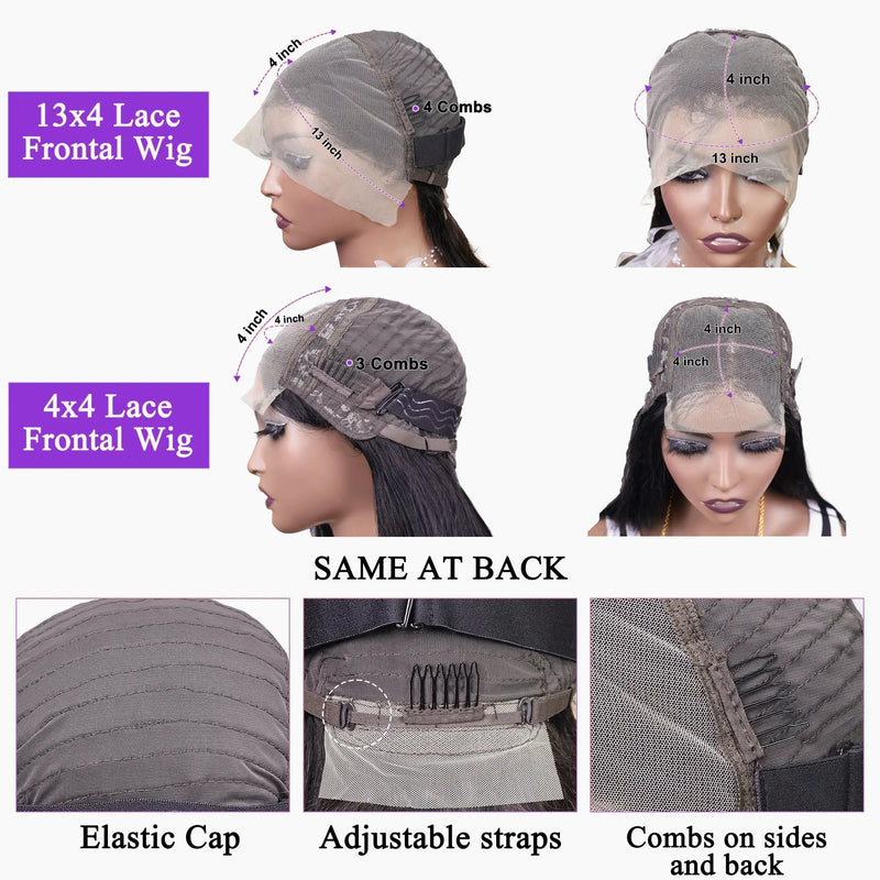 Brown Straight Short Bob Wig 13x4 4x4 HD Lace Frontal Wigs 100% Human Hair Preplucked For Black Woman #4 Color 14 16 Inch