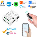 Tuya WiFi RF Switch DC 12V 24V 2Channels Dry Contact Relay Wireless Remote Control Transmitter 50m work with Google Assist,Alexa