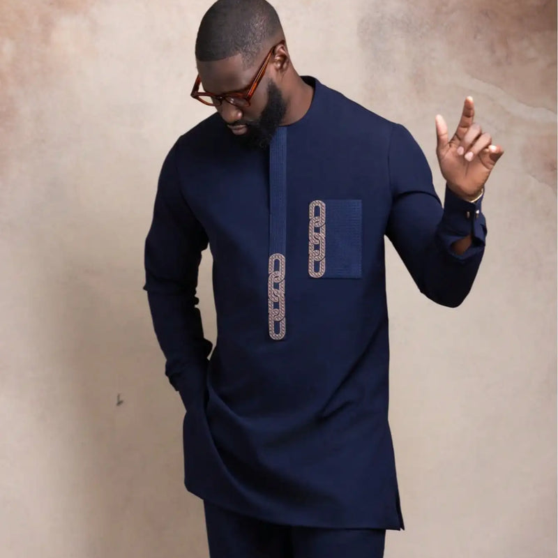 African Traditional Dress Men's Suit Long Sleeve Ethnic Style Printed Patchwork Shirt Casual Pants 2 Piece - View 22 | SAMAG