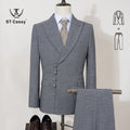 ST Cassy Elegant Men's Suits for Wedding Slim Fit Double Breasted Multiple Buttons Casual Business Two-Piece Dress Party Outfit