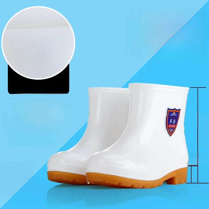 White Work Boots Waterproof Slip Resistant High And Medium Tube Food Hygiene Boots Rubber Shoes for Men Rain Boots