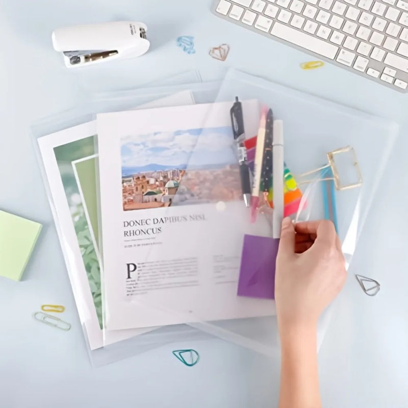 50/20/10 Packs Clear Plastic A4 File Folders with Snap Button Closure - Durable Document Suitable for Office, Home Organization
