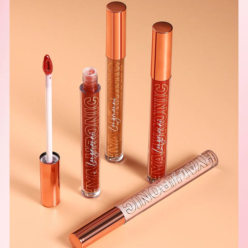 Pearlescent Glitter Plumping Lip Gloss Diamond Glitter Nude Pink Liquid Lipstick Shiny Glass Waterproof Sexy Lip Tint Lip Makeup