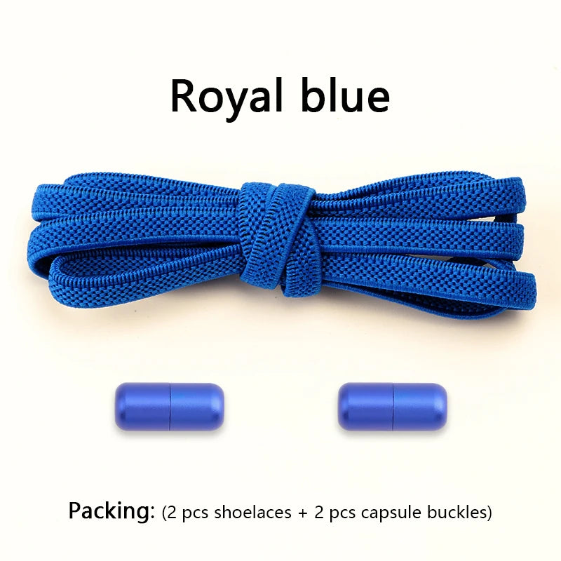 Flat Shoe Laces Without Ties Colored Matte Metal Lock Lazy Shoelaces for Men and Women Casual Shoes Elastic Shoelace 1 Pair