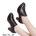 high quality leather shoe for women 5.5cm 8.5cm 11cm  high heel platform point toe 32 33 elegant office autumn winter shoe black