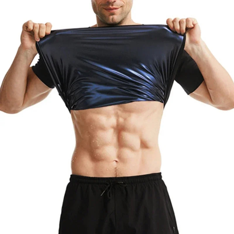 Men Sweat Sauna T-shirt Waist Trainer Suits Body Shaper Weight Loss Corset Underwear Belly Control Fitness Fat Burning Shapewear
