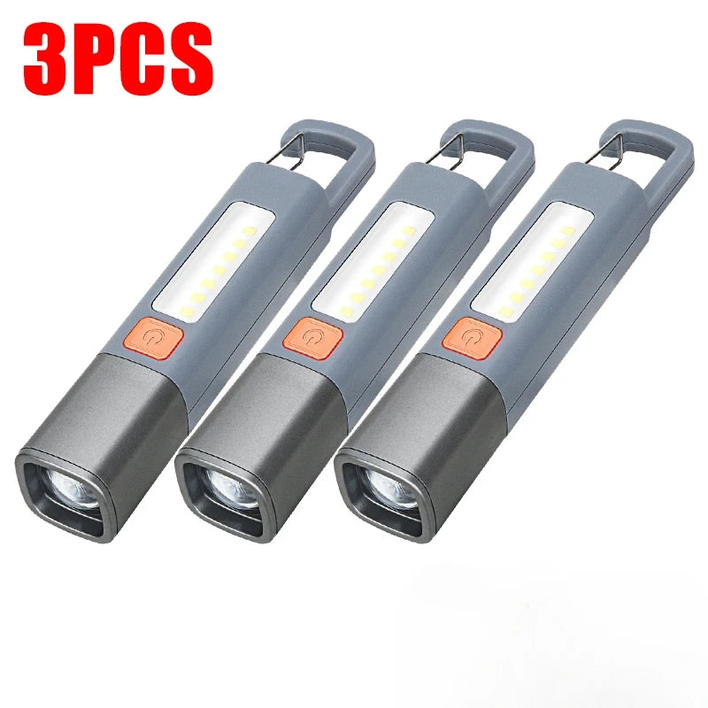 1-10PCS Super Bright LED Flashlight XPE Torch Light With Hook Camping Light USB Rechargeable Zoomable Waterproof Flashlight