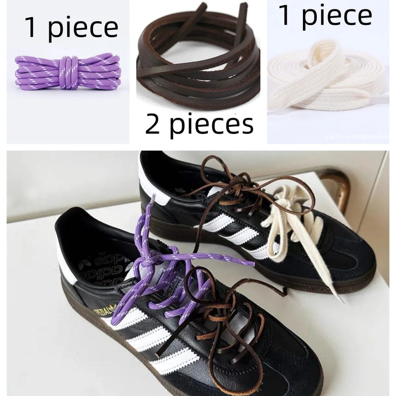 Length 100cm DIY Freedly Round Leather Colorful MIU Shoelaces Canvas Casual  Boots Shoe Laces Rope Shoestrings