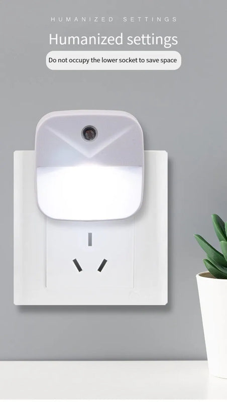 LED Night Light, EU Plug-in Smart Wireless Light Control Sensor Light, 220V Wall Light For Home Corridors, Bathrooms, Hallways