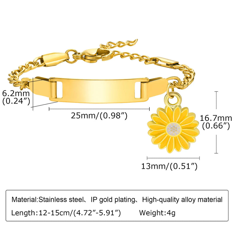 Customized Heart Bracelet for Little Girl Boy, Engravable ID Name Bracelet, Personalized Stainless Steel Chain Birthday Gift