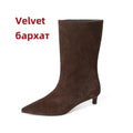 FEDONAS Pointed Toe Stiletto Geuine Leather Boots for Women Mid-calf Tube Shoes Fashion Autumn Winter Knight Boots Party Shoes