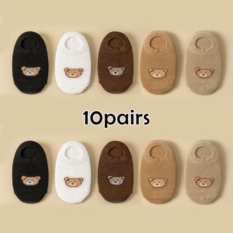 5/10pairs Baby Socks Toddler Low-cut Ankle Socks Cute Cartoon Bear Pattern Socks Boys and Girls aged 0-5 all season collection