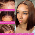 Chocolate Brown Bob Wigs 13x4 Lace Front Wig Bob Human Hair Brown Straight 200% Full Density Transparent Lace Frontal Wigs Bob Hair