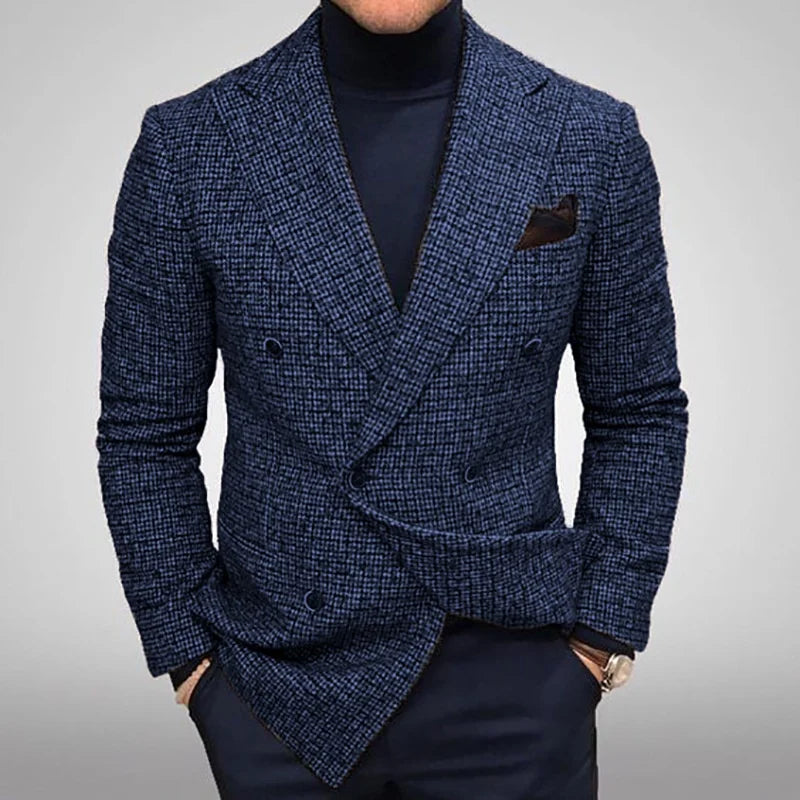 Casual Plaid Jacket Men Straight Leg Coat Green Youth Single Button Suit Collar Cotton Polyester Multi Pocket Grey Thickened ...