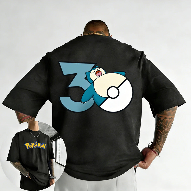 Pokémon 30th Anniversary Snorlax Printed T - shirt Summer - View 6 | SAMAG