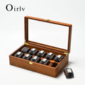 Oirlv 10 Grids Watch Box Wooden Jewelry Box Watch Organizer Case Men Women Mechanical Watchs Storage Case Wristwatch Display Box