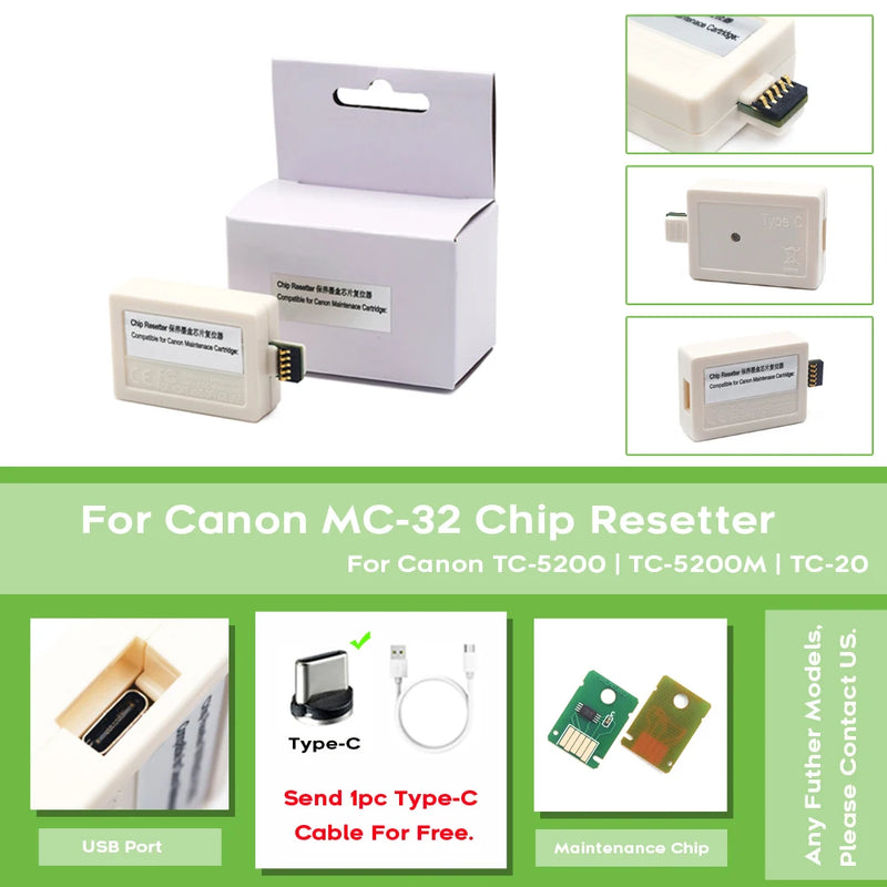 MC-32 MC 32 Maintenance Tank Chip Resetter For Canon TC-5200 TC-5200M TC-20 TC 5200 5200M 20 TC5200 TC5200M TC20 Printer