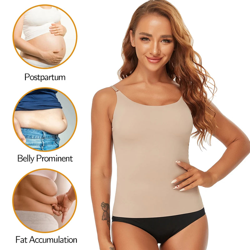 Seamless Shapewear Tank Tops Camisole Women Tummy Control Smooth Compression Vest Nude Black Women Clothing