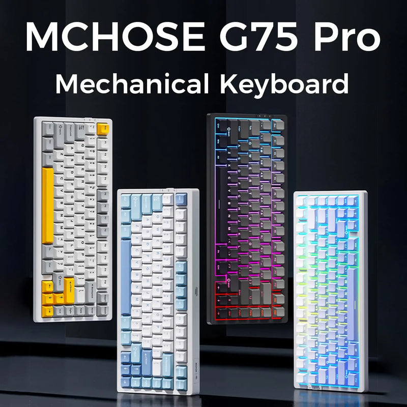 MCHOSE G75 Pro Wireless Mechanical Keyboard 75% Layout Gasket Mounted 5 Layers Dampening RGB Backlit Tri-Mode Hot Swappable