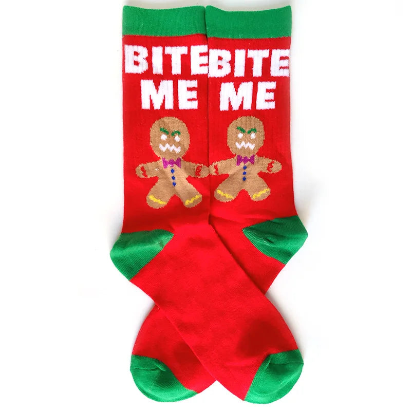 2025 New Men Christmas Socks New Year Funny Snowflake Beer Santa Claus Elk Snow Cotton Happy Socks Men Cartoon Women Sokken