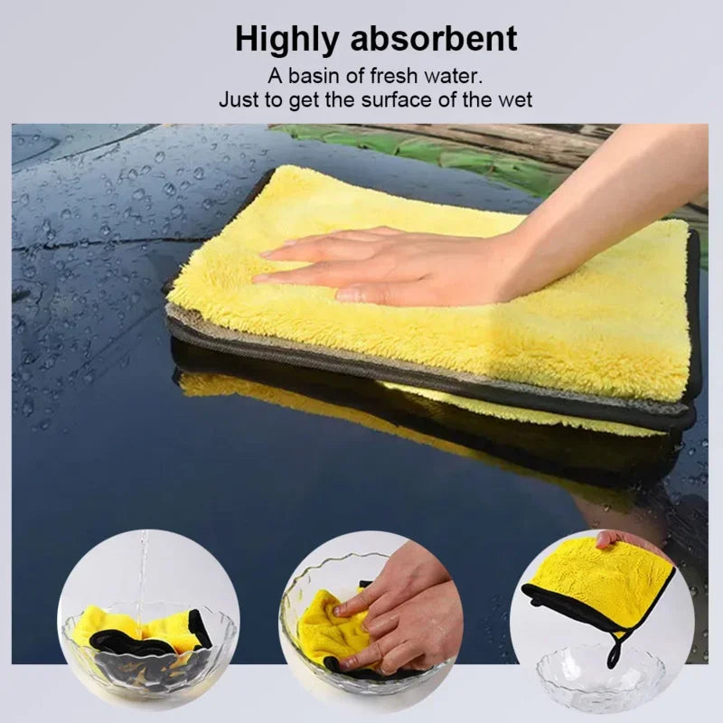 1/3/5/10PCS Car Wash Towels Cleaning Cloth Absorbent Dry Cloth General Purpose Microfiber Towel Thickened Yellow 30/40/60cm