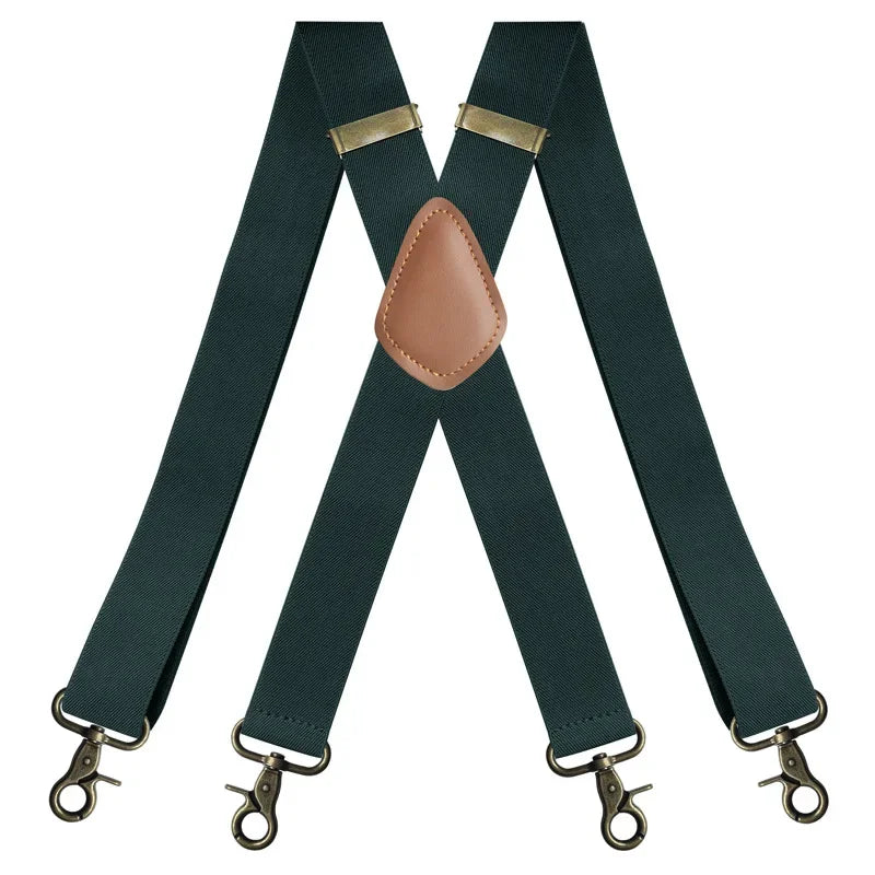 Deepeel 3.5*120cm Men's Adult Suspender X - Type Braces 4 Clips Hook Buckles Adjust Strap Elastic Belt for - Visuel 7 | SAMAG