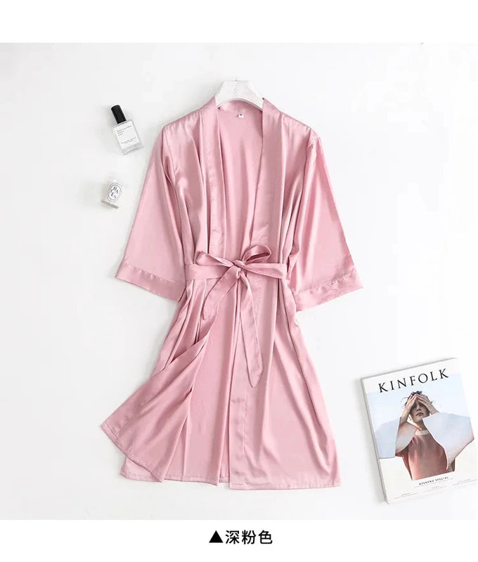 Women Wedding White Bride Robe Morning Gown 3/4 Sleeve | SAMAG