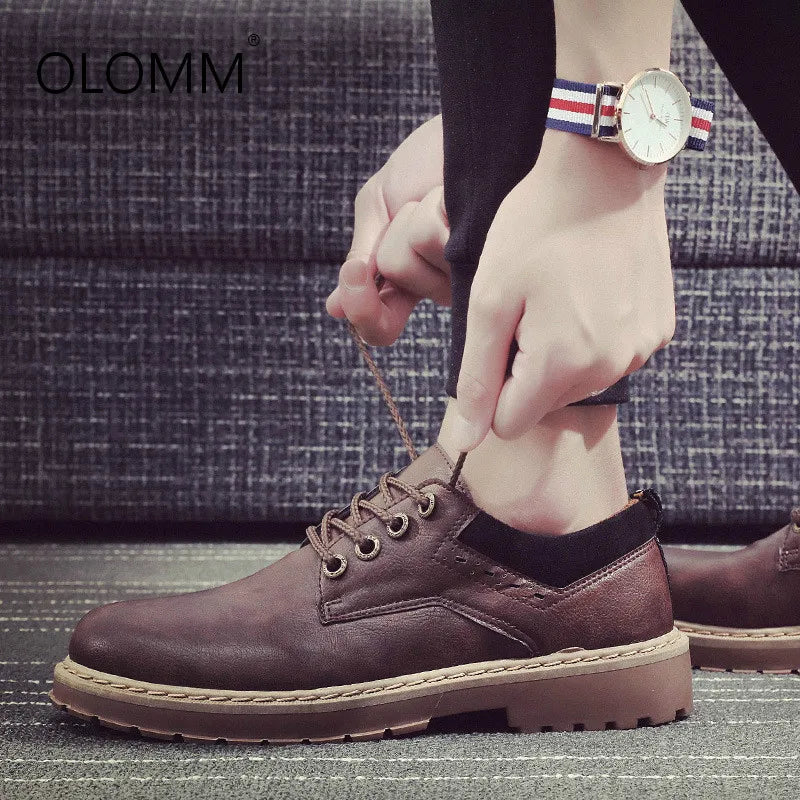 Fashion Retro Leather Men's Shoes New British Wind Retro Tooling Shoes Men Casual Shoes Platform Sneakers Men Zapatos De Hombre