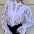 Tossy Lace Ruffled Printed Shirts Female See - Through - View 7 | SAMAG