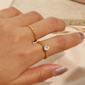 2022 New Super Minimalist Braided Twisted Thin Gold Rings For Lady Waterproof Stainless Steel 18K Gold Plated Girl's Ring