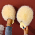 Women Indoor Slippers Winter Faux Fur Home Shoes Women 2025 New Soft Sole Fashion Warm Fluffy Slippers Solid Baotou Slides Women