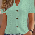 Y2k Tops Women's Summer Blouse Casual V-Neck Button Short Sleeve Tops Elegant Fashion Blouses Casual Loose Solid Colors Shirts