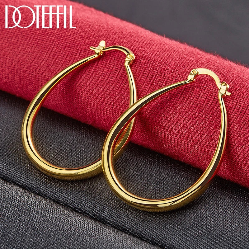 DOTEFFIL 18K Gold Smooth Circle 41mm Hoop Earrings For Women Man Lady Gift Fashion Charm Wedding Jewelry - Visuel 5 | SAMAG