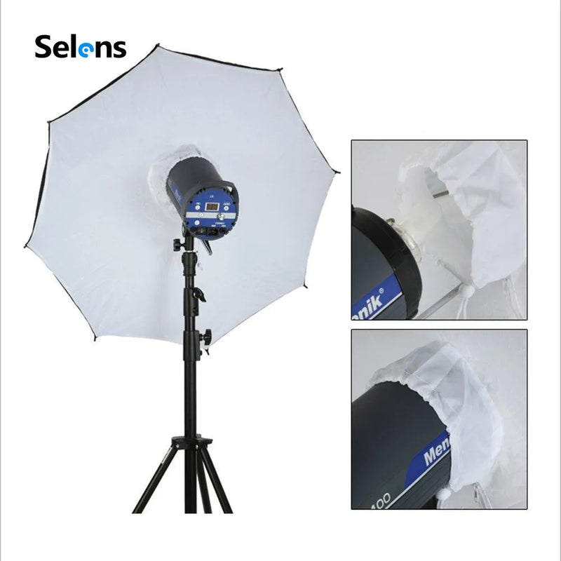 Selens 2pcs 84cm/33" Reflective Umbrella Softbox Black&Silver Lighting 2-in-1 kit for Photo Studio Photographic Light Adjustment