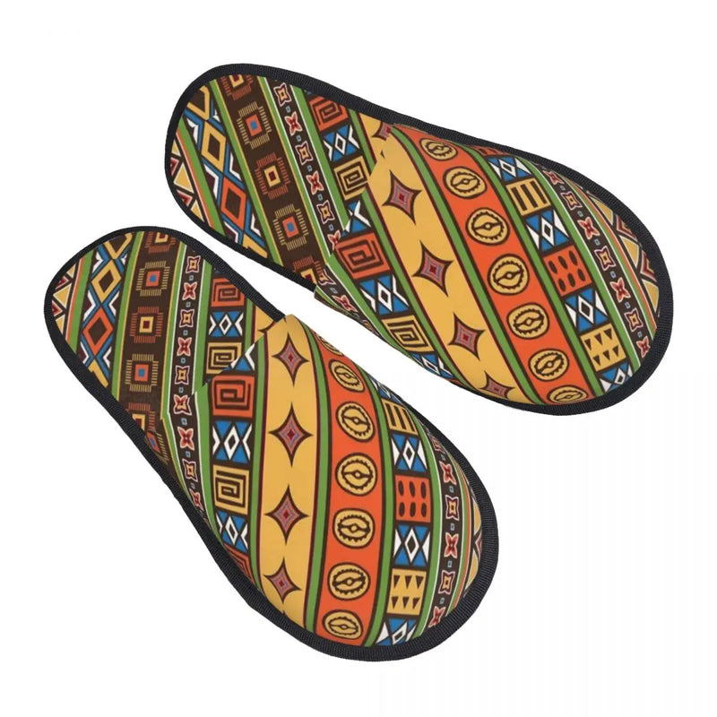 Custom Kizomba Samakaka Ankara Print Soft Memory Foam House Slippers Women African Wax Design Comfy Warm Anti-skid Sole Slipper