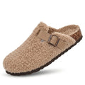 Bebealy Women's Cork Insole Clogs Winter Warm Lined Non-slip Mules Slipper With Adjustable Buckle Lady Cozy Bedroom Potato Shoes