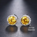 Classic Green AAA Cubic Zirconia Stud Earrings Round Crystal Girl Ear Studs For Women Multicolor Fashion Jewelry brincos AE176