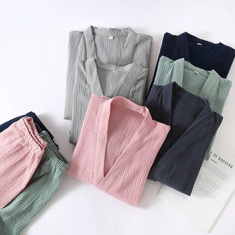 Sleepwear Men's Pajamas and Robes Male Couple's Set Pure Oversized Home Wear Spring Autumn Pajama 2pcs