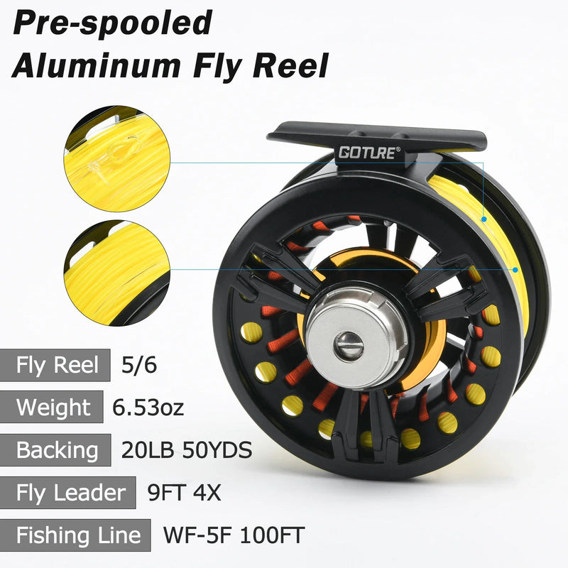 Goture 2.7M Fly Fishing Rod And Reel Combo Set Carbon cork handle Medium-fast Fly Rod Fly Reel & Line &Tool Accessories